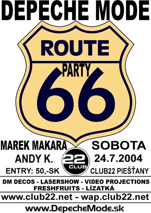 Plagát akcie: Depeche Mode Route 66 Party