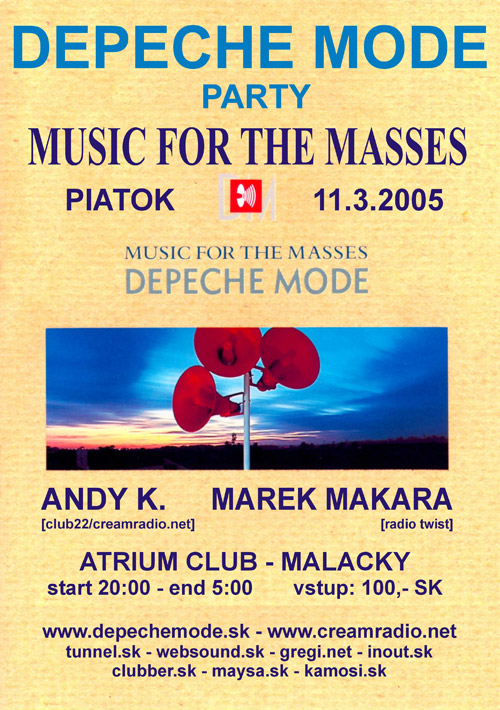 Plagát akcie: Depeche Mode Music For The Masses Party
