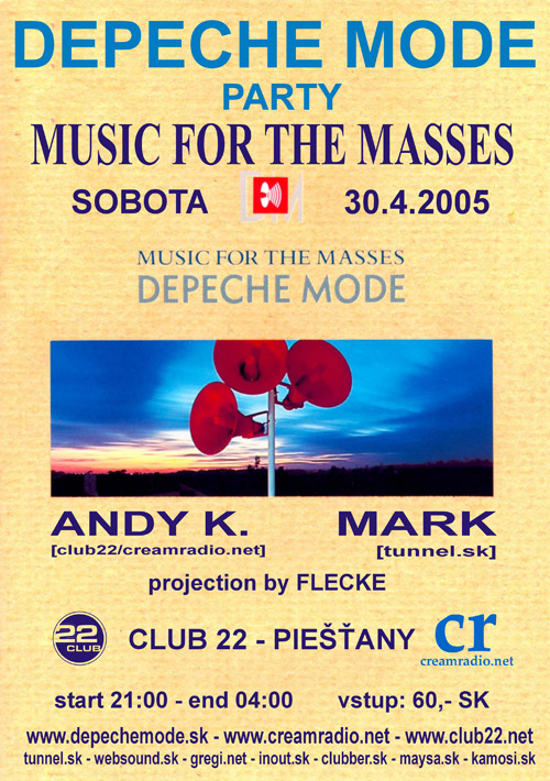 Plagát akcie: Depeche Mode Music For The Masses Party
