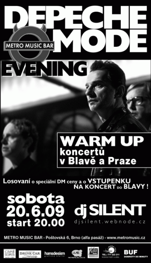 Plagát: Depeche mode evening - warm up koncertu v Blavě a Praze